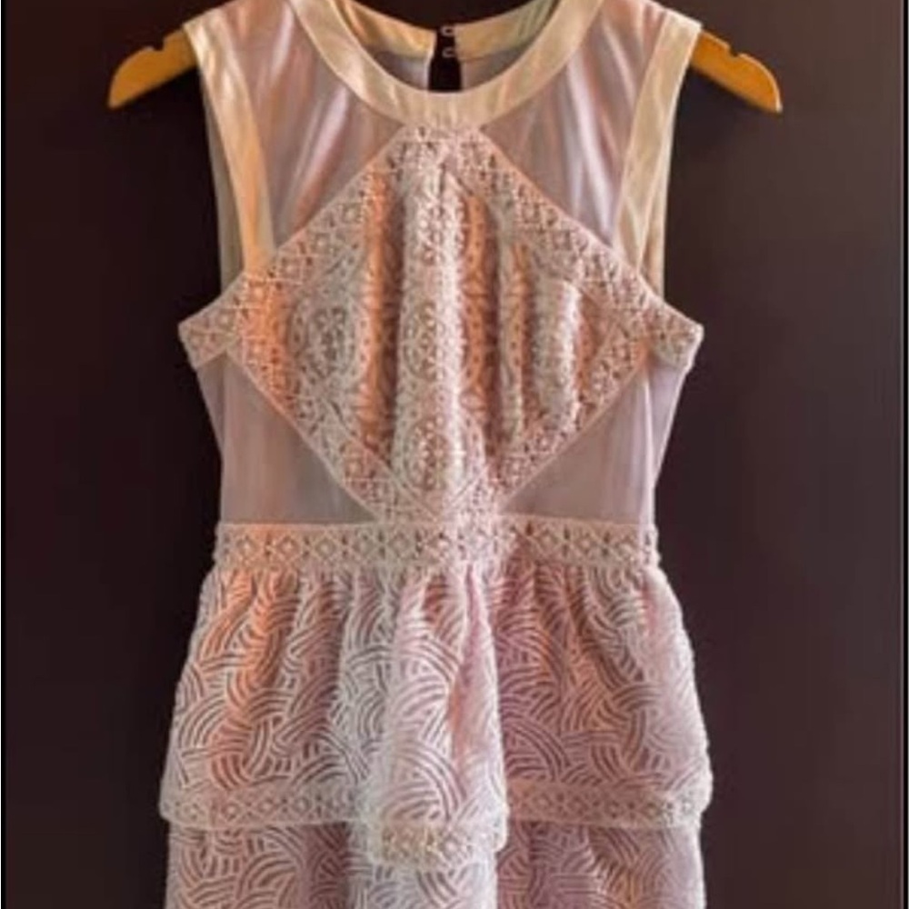 BCBGMaxAzria Lace Midi Dress in Lilac